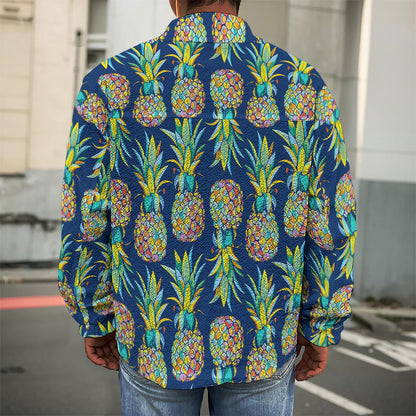 Colorful Pineapple Pattern Print Men's Shirt Jacket