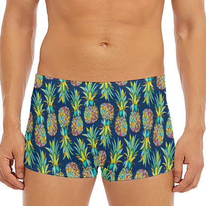 Colorful Pineapple Pattern Print Men's Short Boxer Briefs