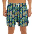 Colorful Pineapple Pattern Print Men's Split Running Shorts