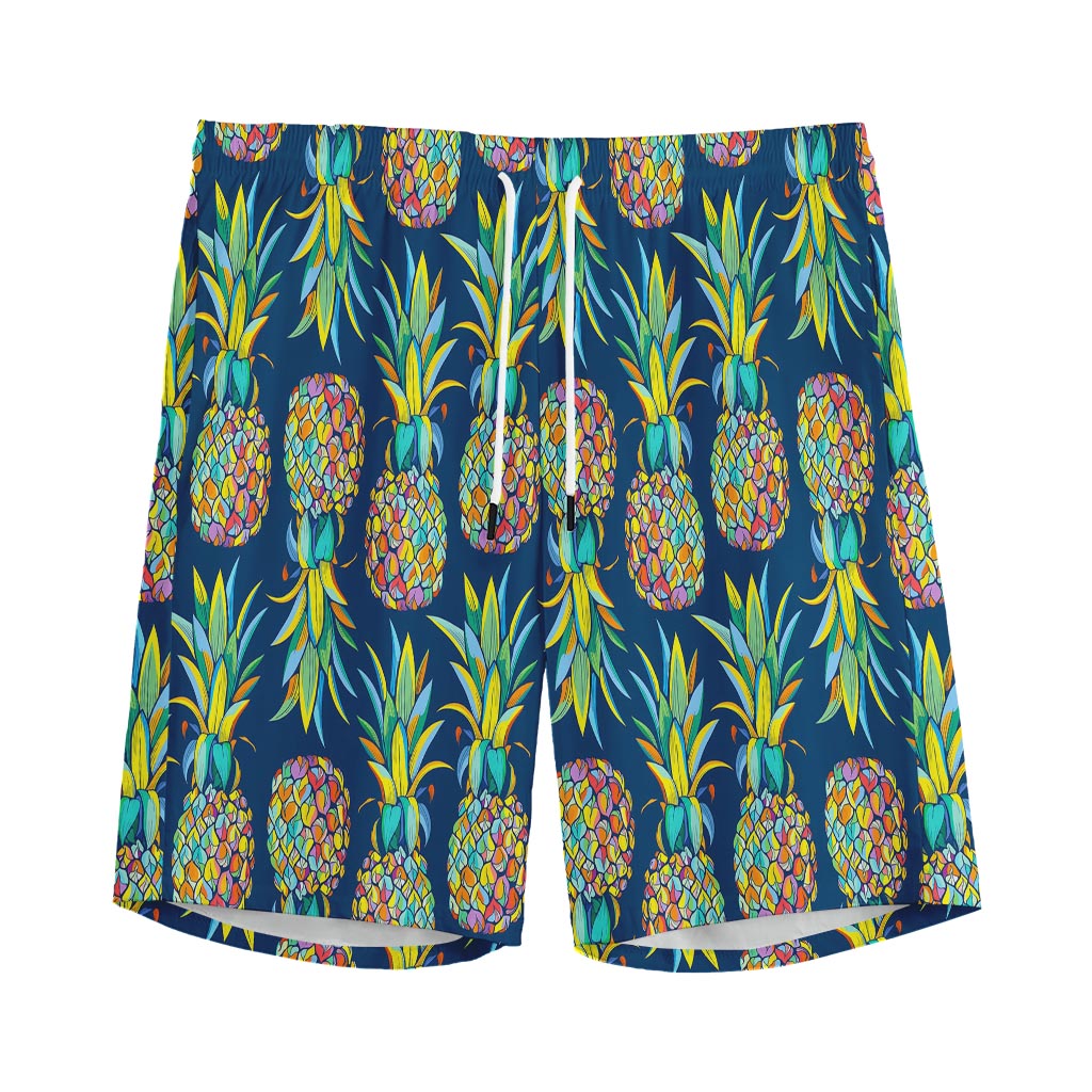 Colorful Pineapple Pattern Print Men's Sports Shorts