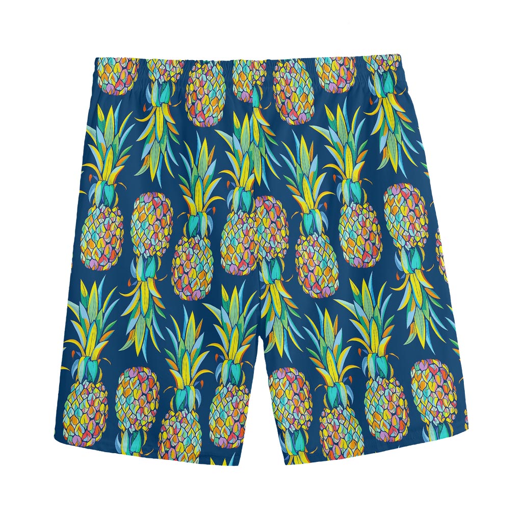 Colorful Pineapple Pattern Print Men's Sports Shorts