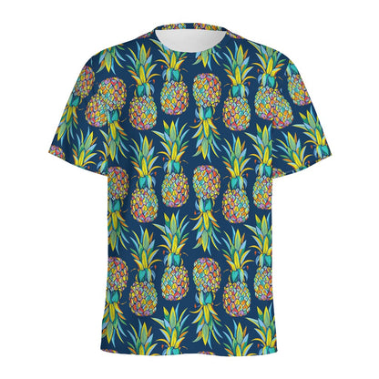 Colorful Pineapple Pattern Print Men's Sports T-Shirt
