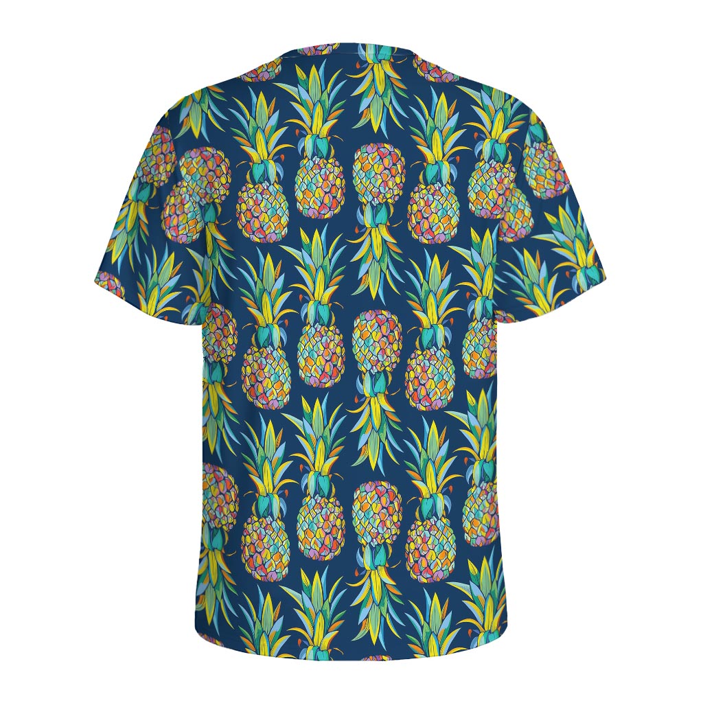 Colorful Pineapple Pattern Print Men's Sports T-Shirt