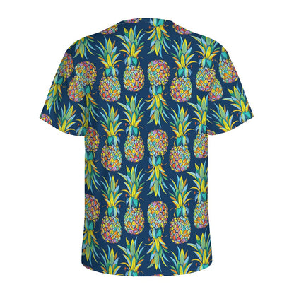 Colorful Pineapple Pattern Print Men's Sports T-Shirt