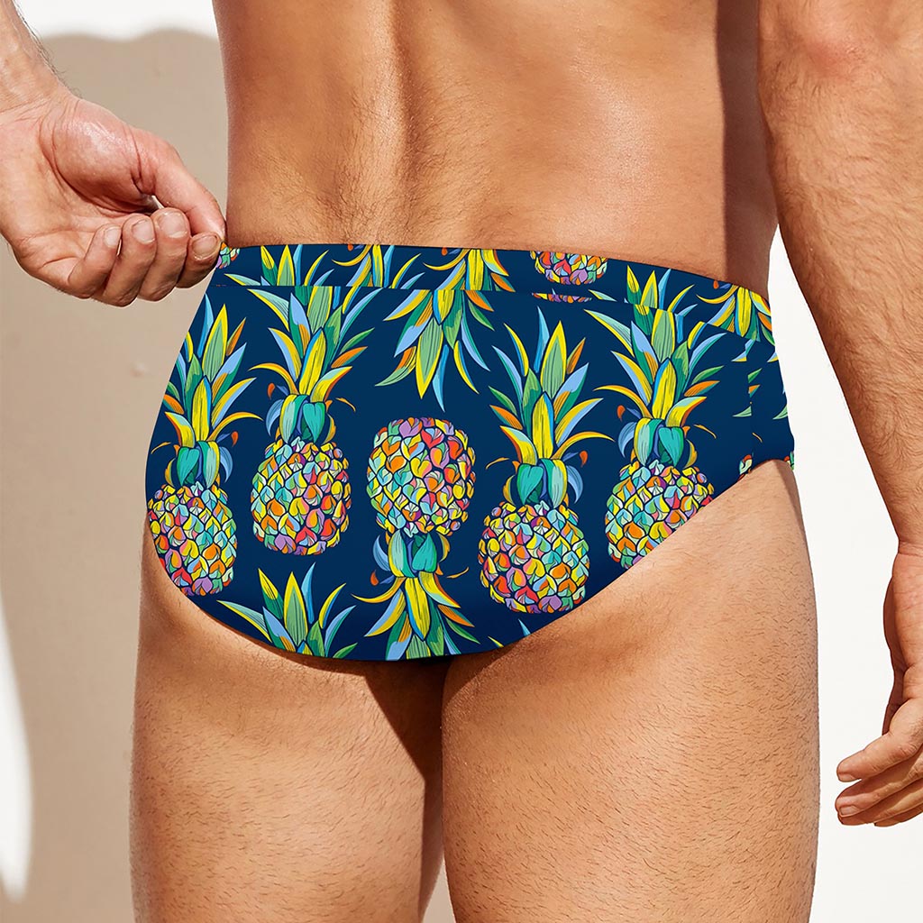 Colorful Pineapple Pattern Print Men's Swim Briefs