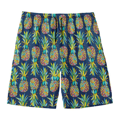 Colorful Pineapple Pattern Print Men's Swim Trunks