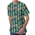 Colorful Pineapple Pattern Print Men's Velvet T-Shirt