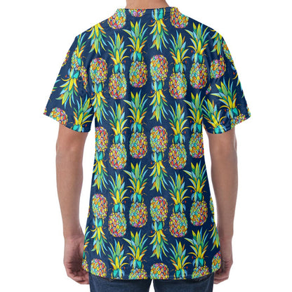 Colorful Pineapple Pattern Print Men's Velvet T-Shirt