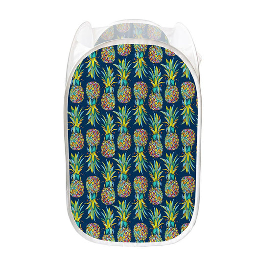Colorful Pineapple Pattern Print Mesh Laundry Hamper