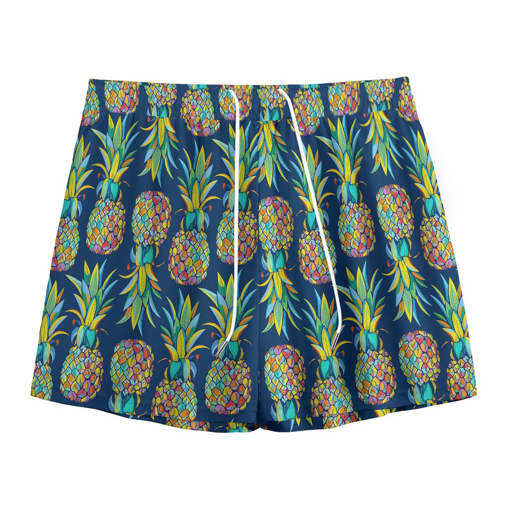 Colorful Pineapple Pattern Print Mesh Shorts