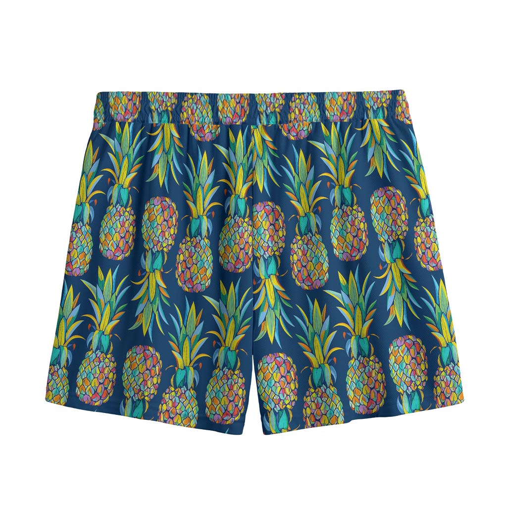 Colorful Pineapple Pattern Print Mesh Shorts