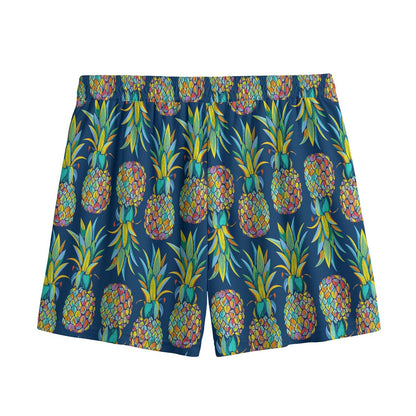 Colorful Pineapple Pattern Print Mesh Shorts