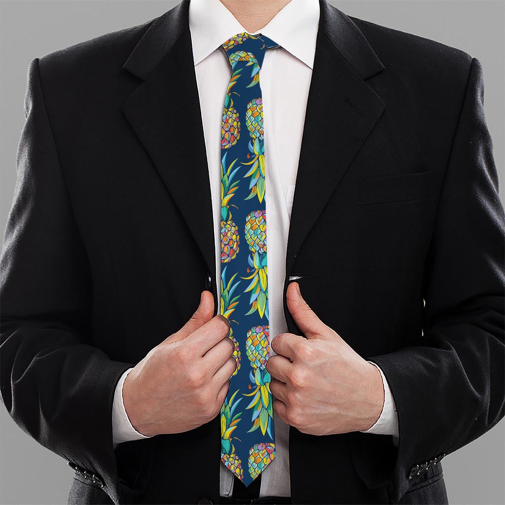 Colorful Pineapple Pattern Print Necktie