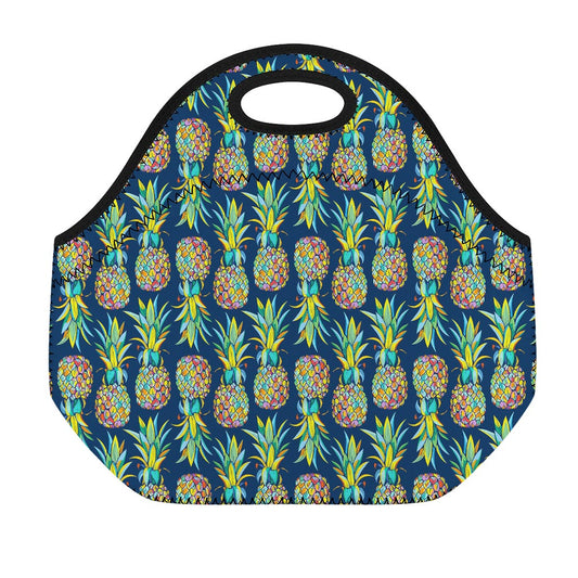 Colorful Pineapple Pattern Print Neoprene Lunch Bag
