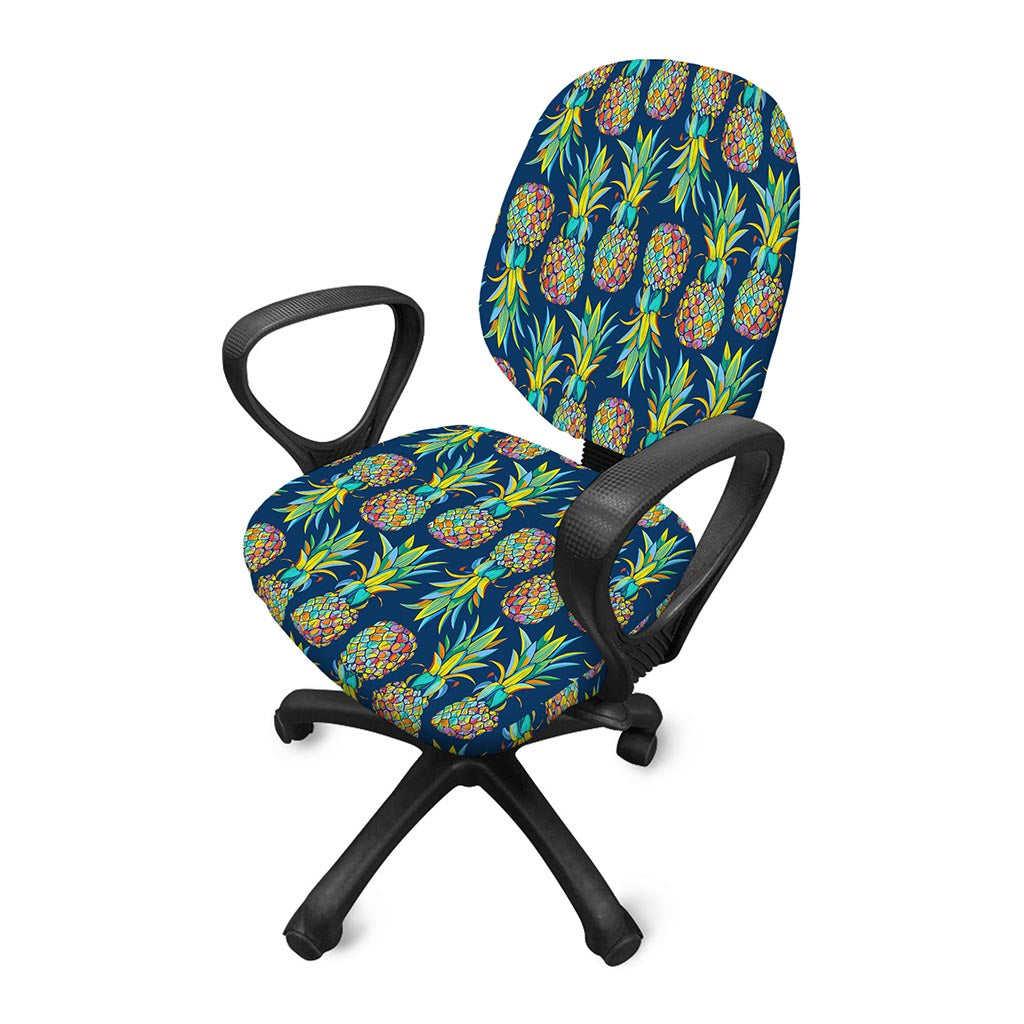 Colorful Pineapple Pattern Print Office Chair Cover