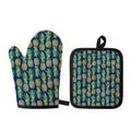 Colorful Pineapple Pattern Print Oven Mitt And Pot Holder Set