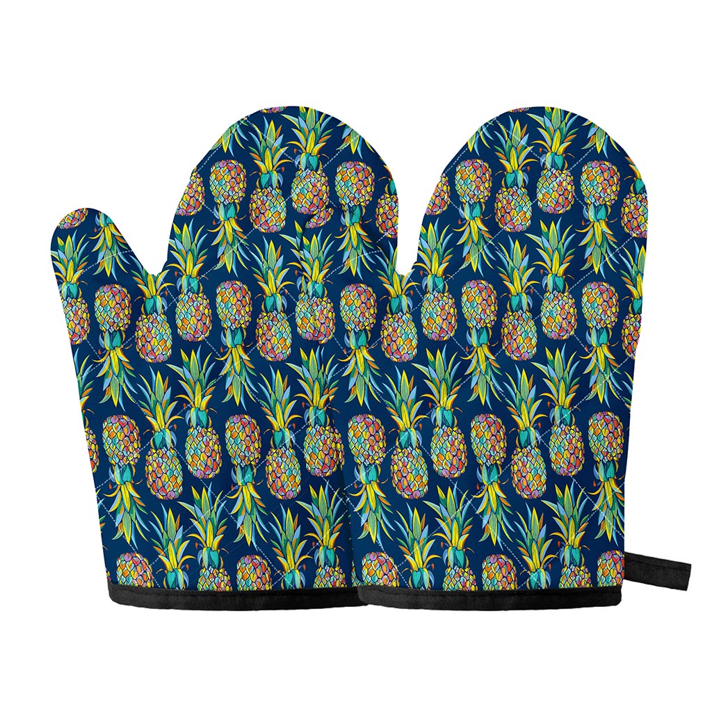 Colorful Pineapple Pattern Print Oven Mitts