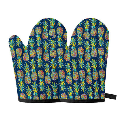 Colorful Pineapple Pattern Print Oven Mitts