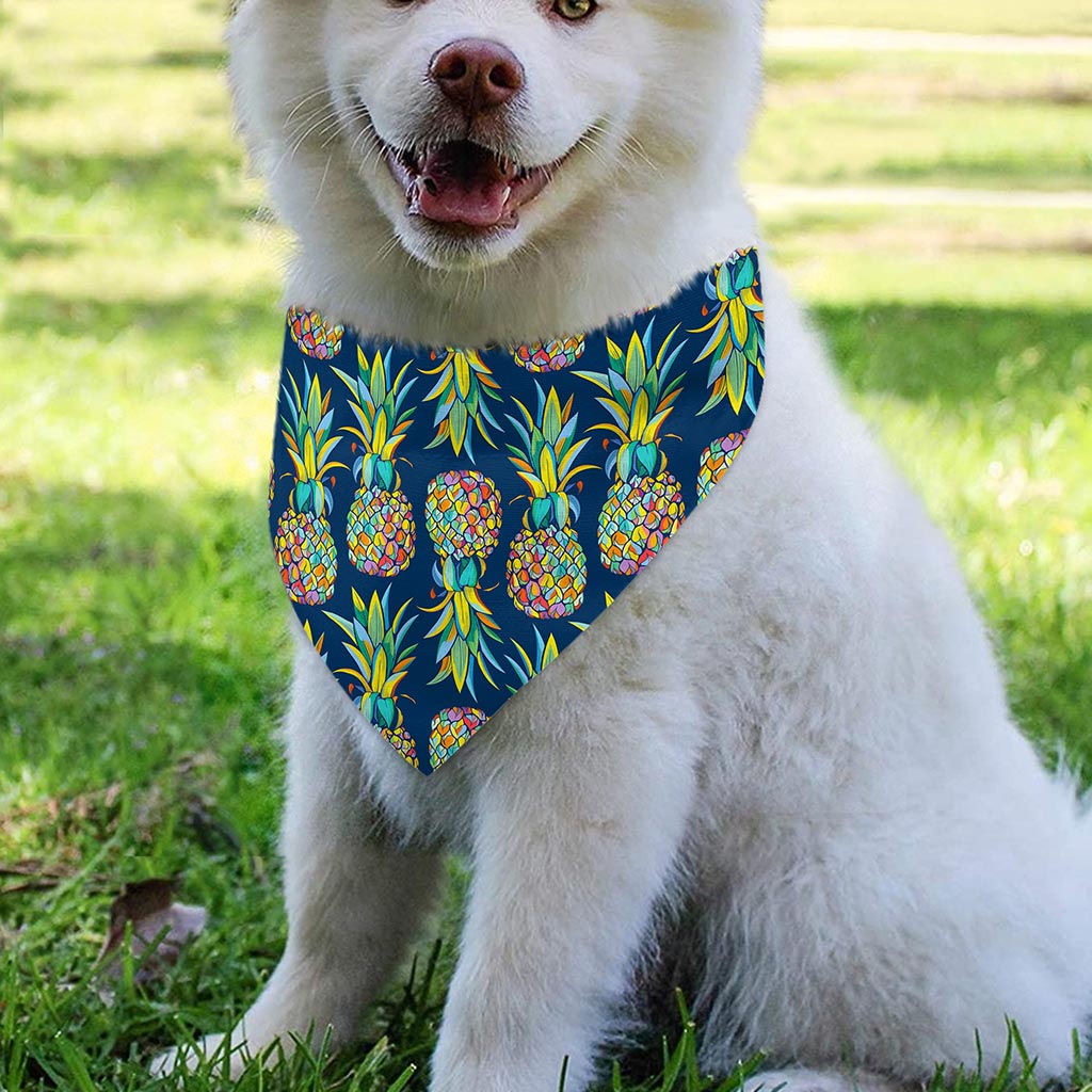 Colorful Pineapple Pattern Print Over The Collar Dog Bandana