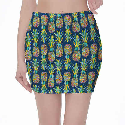 Colorful Pineapple Pattern Print Pencil Mini Skirt