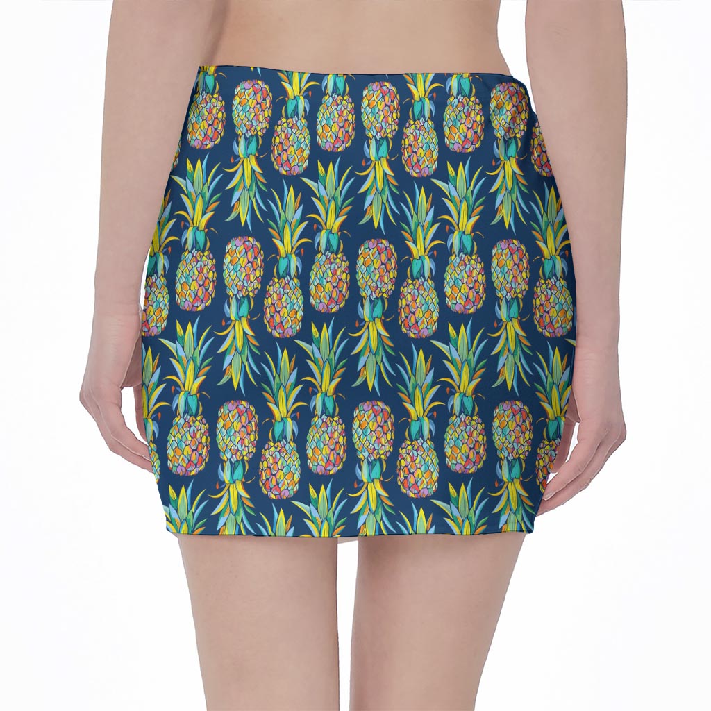 Colorful Pineapple Pattern Print Pencil Mini Skirt