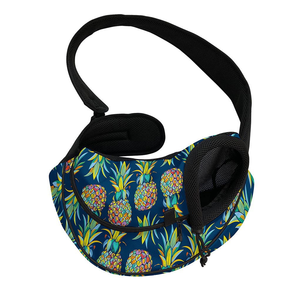Colorful Pineapple Pattern Print Pet Sling Carrier