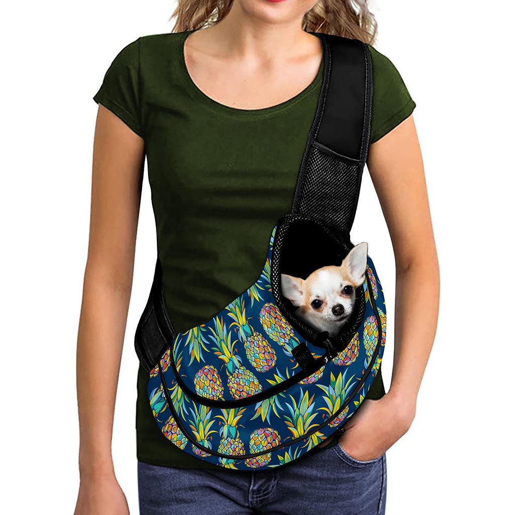Colorful Pineapple Pattern Print Pet Sling Carrier
