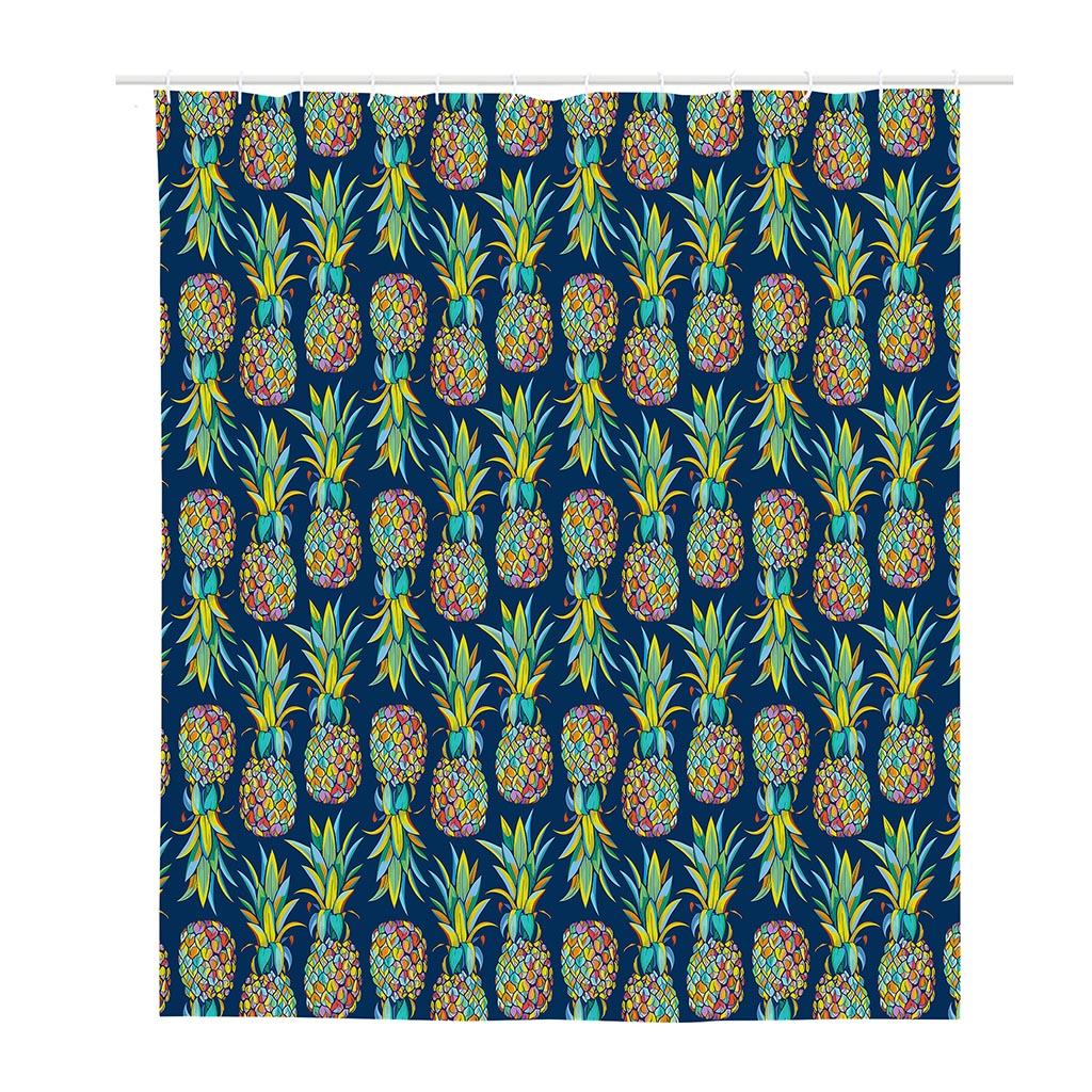 Colorful Pineapple Pattern Print Polyester Shower Curtain