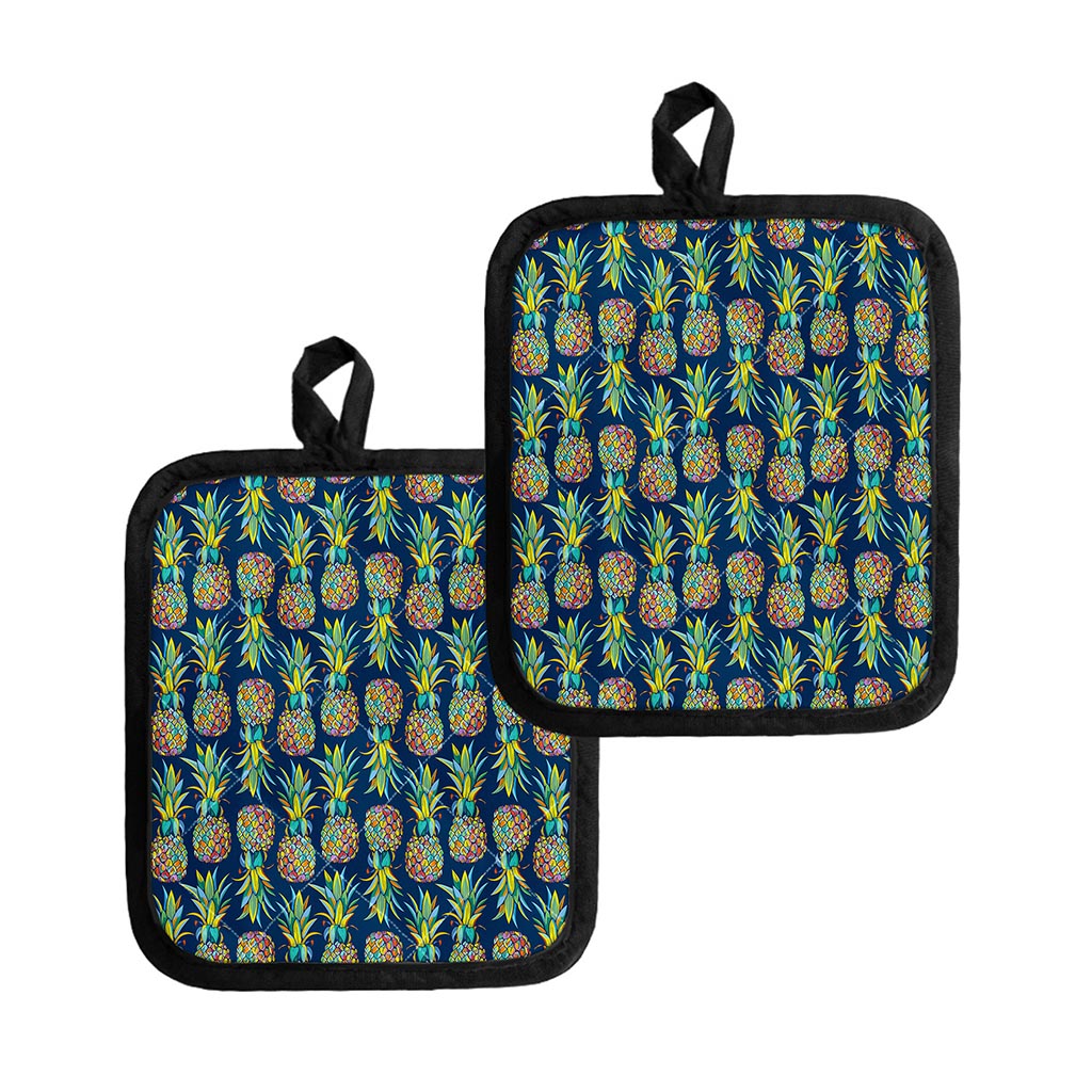 Colorful Pineapple Pattern Print Pot Holders