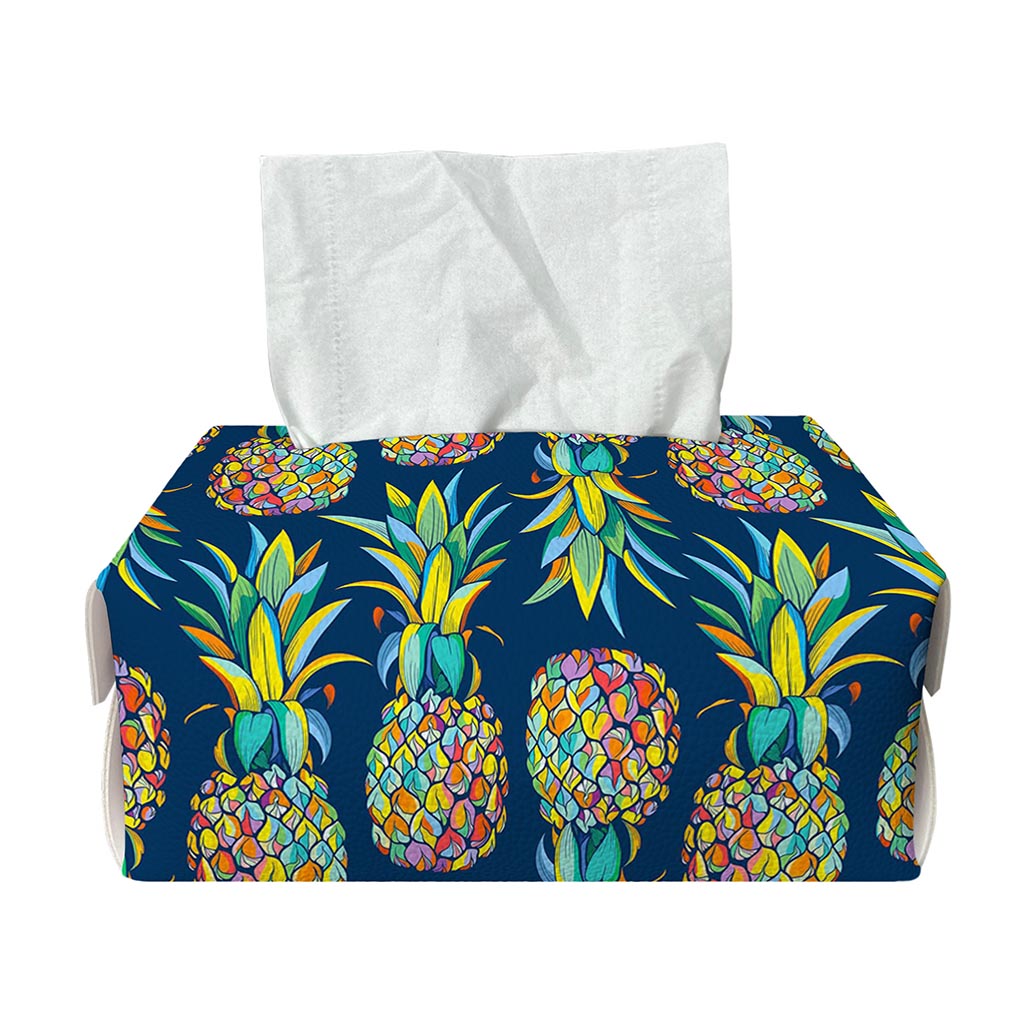 Colorful Pineapple Pattern Print Rectangle Tissue Box Cover