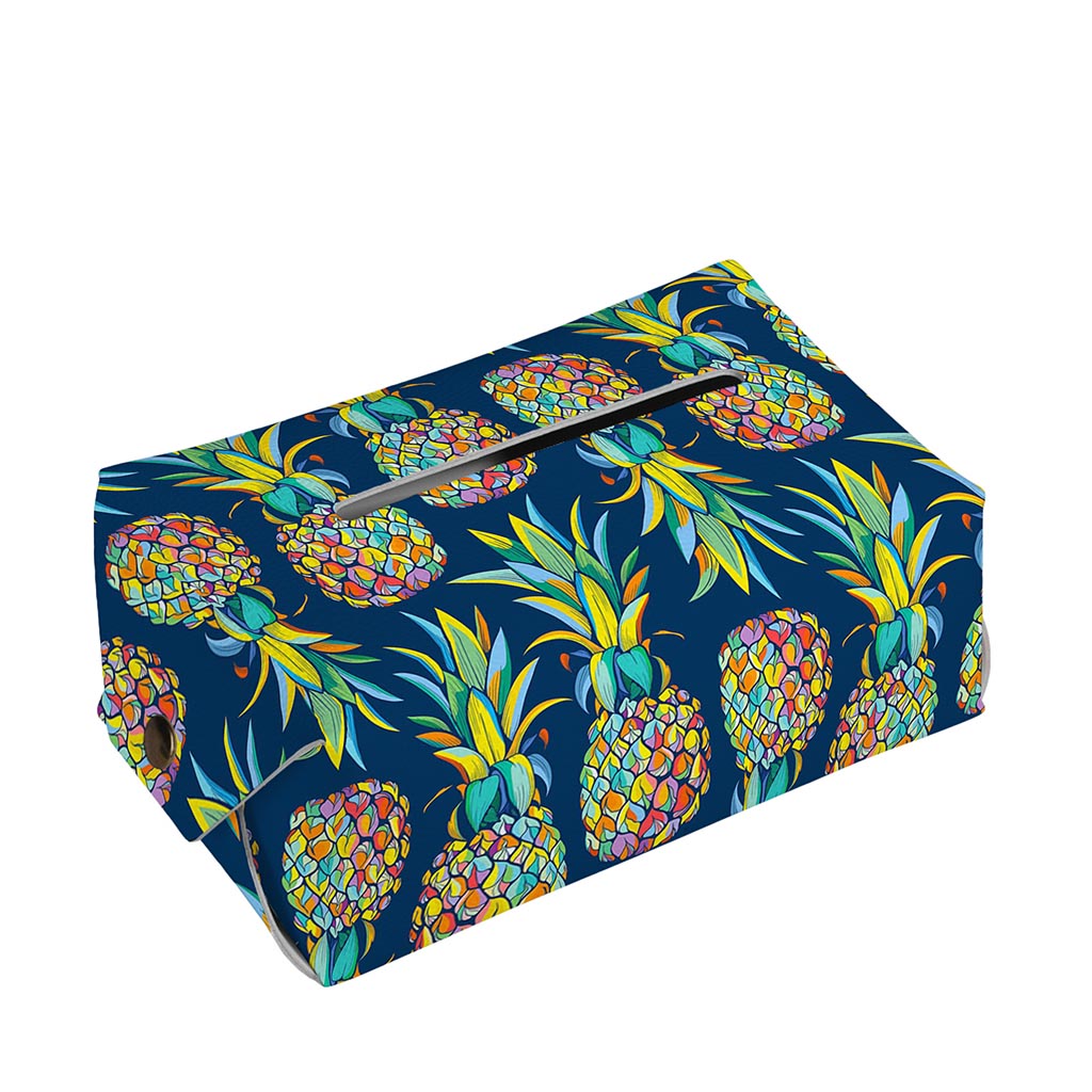 Colorful Pineapple Pattern Print Rectangle Tissue Box Cover