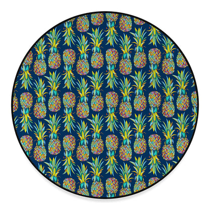Colorful Pineapple Pattern Print Round Floor Mat