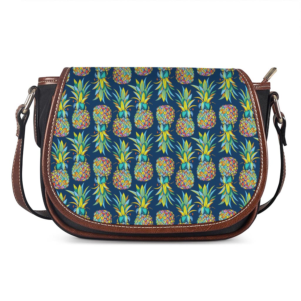 Colorful Pineapple Pattern Print Saddle Bag