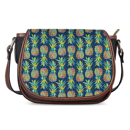 Colorful Pineapple Pattern Print Saddle Bag