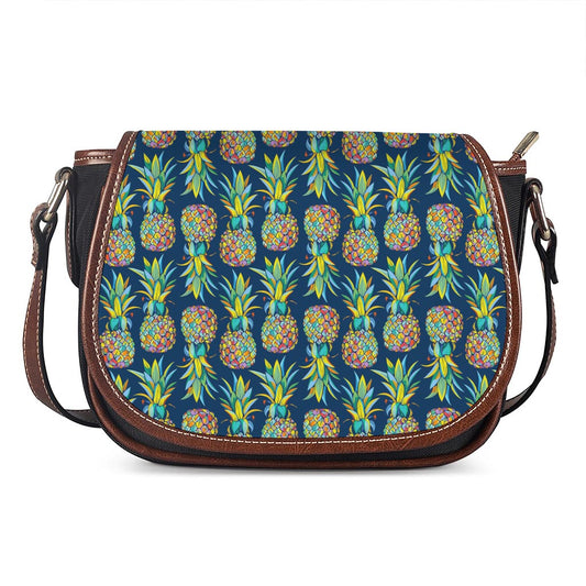 Colorful Pineapple Pattern Print Saddle Bag