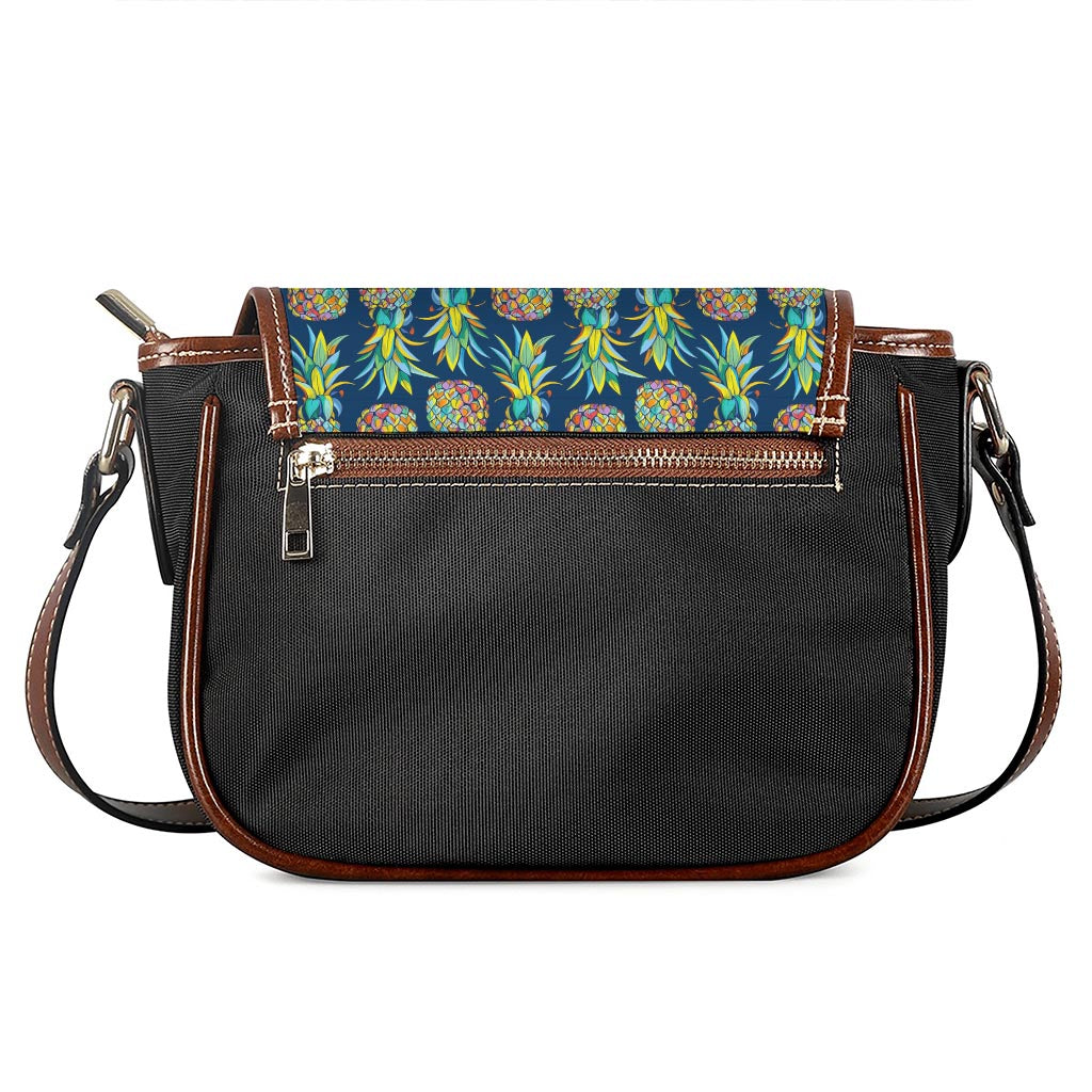 Colorful Pineapple Pattern Print Saddle Bag
