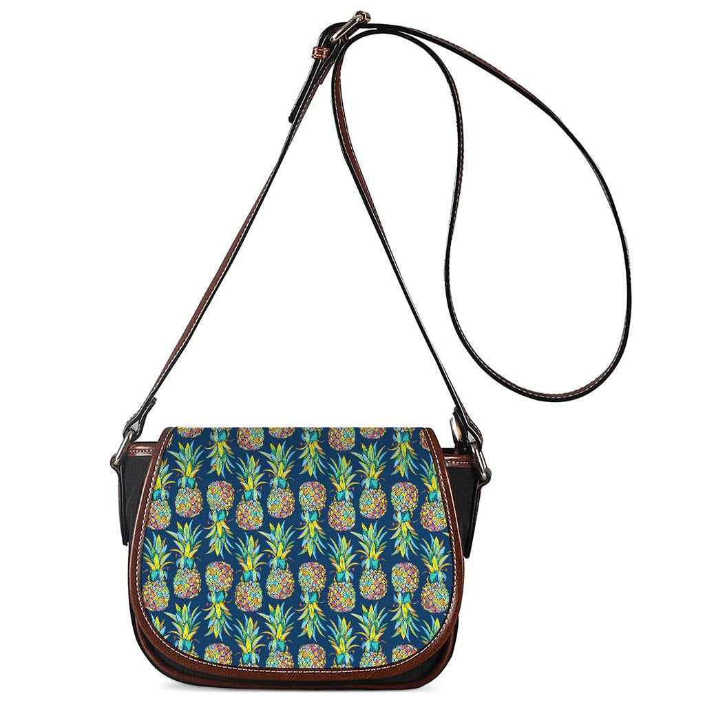 Colorful Pineapple Pattern Print Saddle Bag