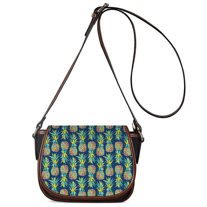 Colorful Pineapple Pattern Print Saddle Bag