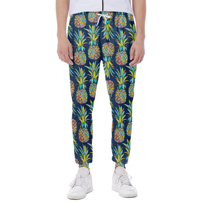 Colorful Pineapple Pattern Print Scuba Joggers