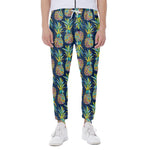 Colorful Pineapple Pattern Print Scuba Joggers