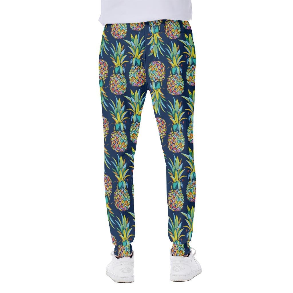 Colorful Pineapple Pattern Print Scuba Joggers