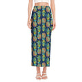 Colorful Pineapple Pattern Print Side Slit Maxi Skirt