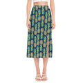Colorful Pineapple Pattern Print Side Slit Midi Skirt