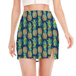 Colorful Pineapple Pattern Print Side Slit Mini Skirt