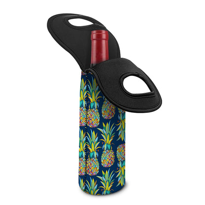 Colorful Pineapple Pattern Print Single Neoprene Wine Tote