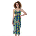 Colorful Pineapple Pattern Print Slim Fit Midi Cami Dress
