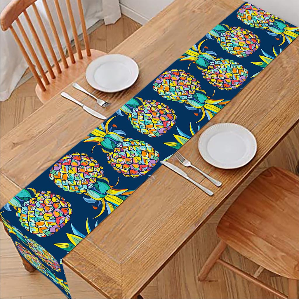 Colorful Pineapple Pattern Print Table Runner