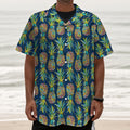 Colorful Pineapple Pattern Print Textured Short Sleeve Shirt
