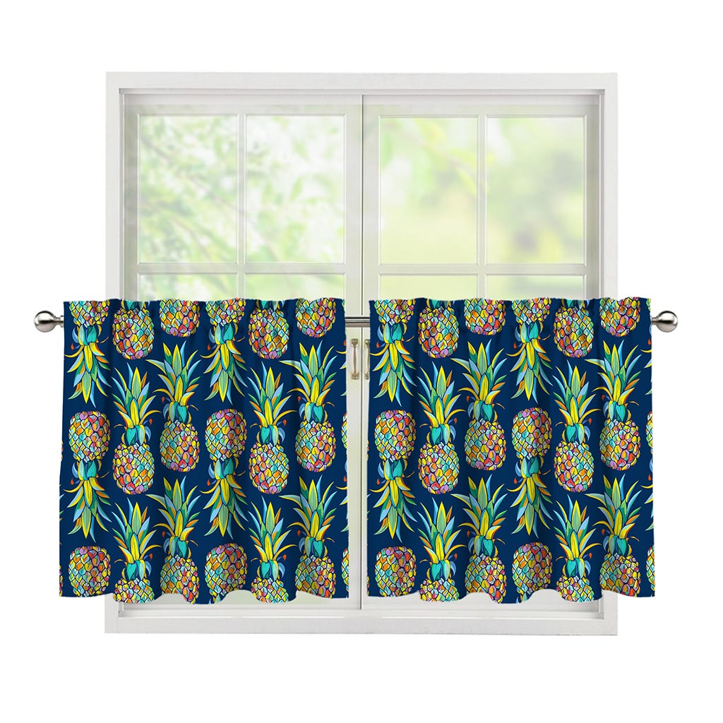 Colorful Pineapple Pattern Print Tier Curtains