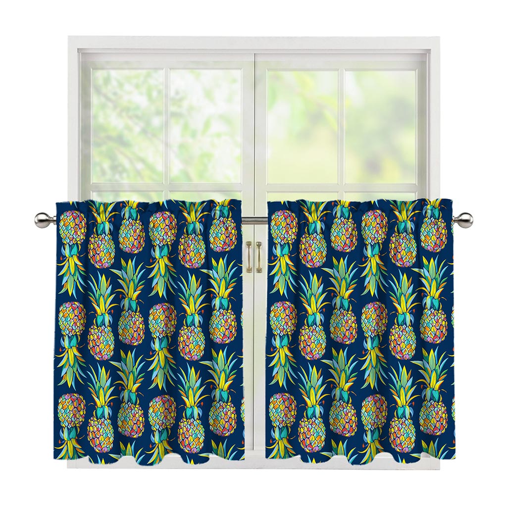 Colorful Pineapple Pattern Print Tier Curtains